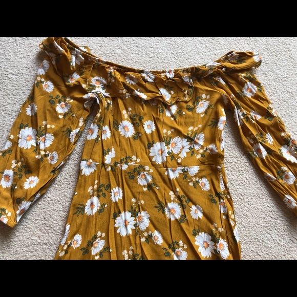 Forever 21 Golden Yellow Floral Off Shoulder Dress - Picture 10 of 10